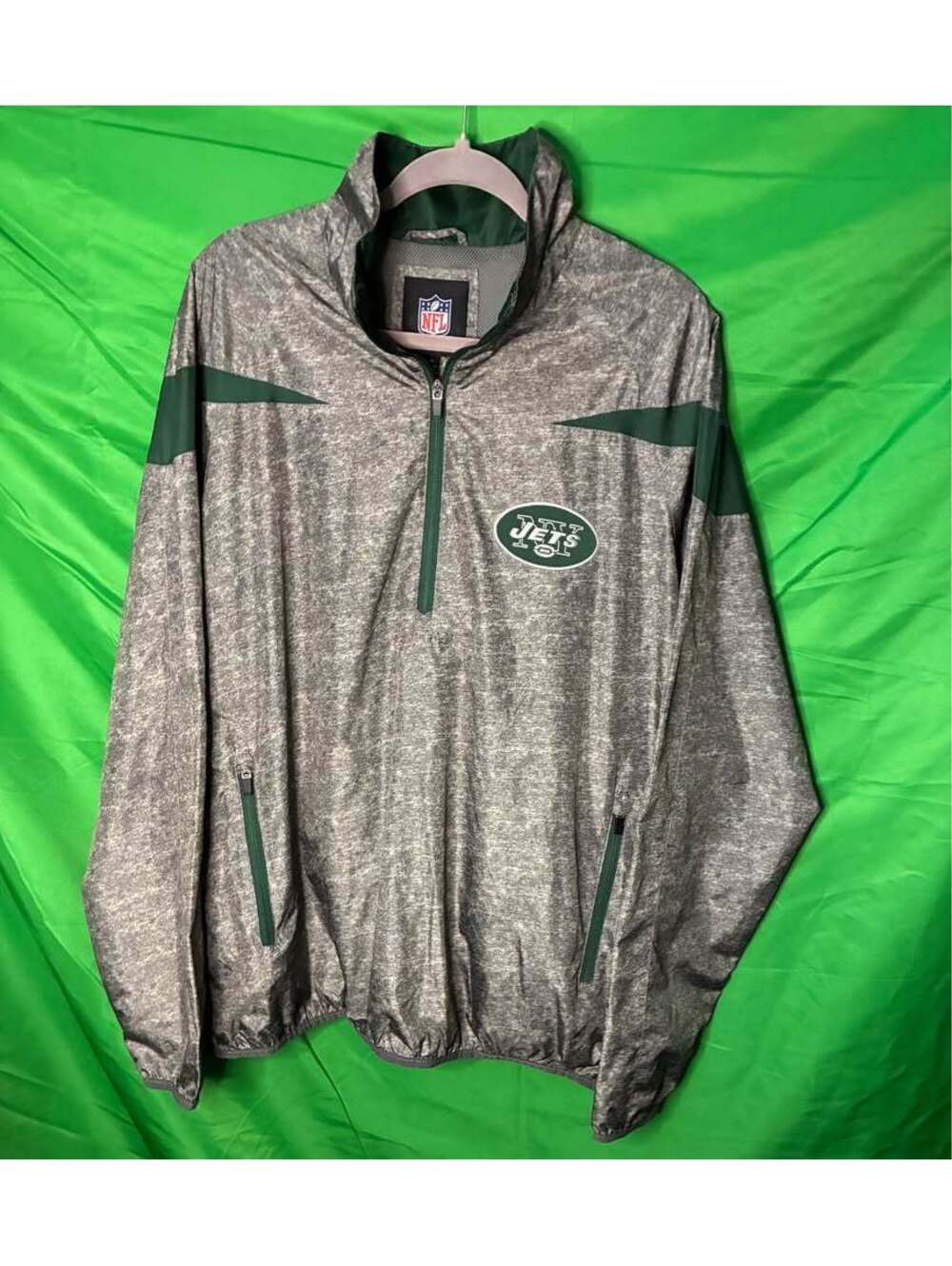 NFL New York Jets 1/4 Zip Windbreaker Size Large